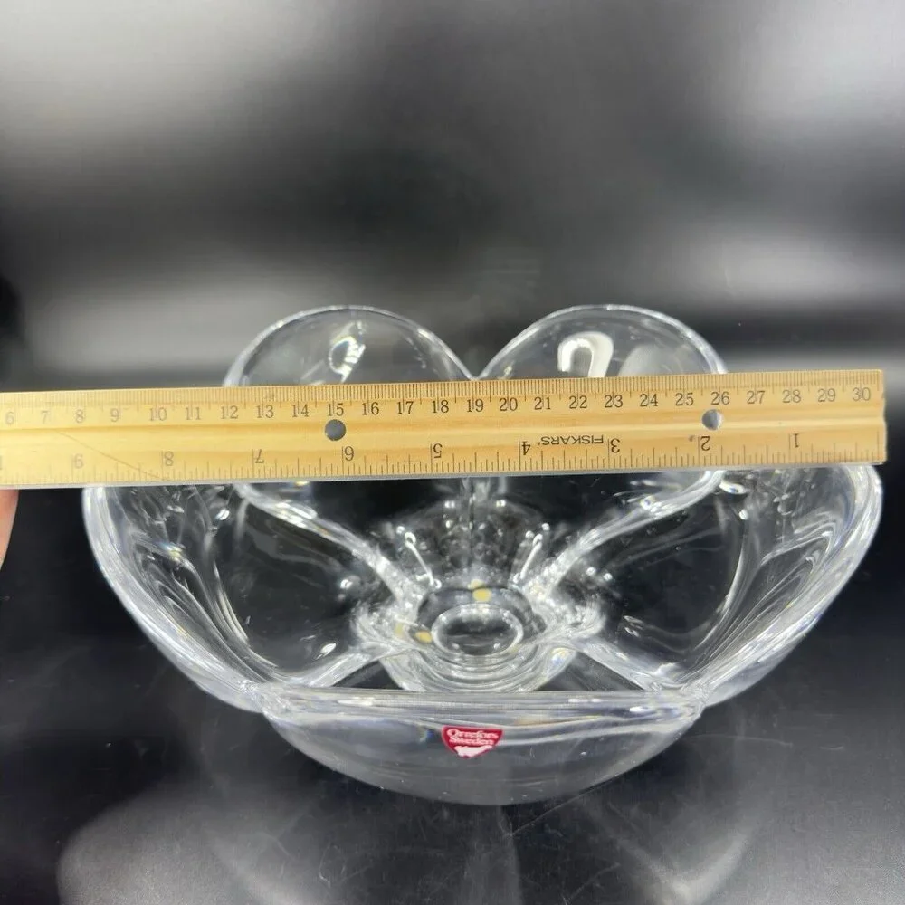 Vintage Orrefors Clear Tulip Petal Flower Shaped Bowl Dish Centerpiece W Label‎